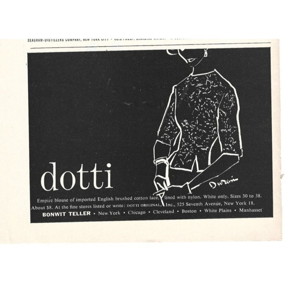 Dotti Imported French Cotton Lace Bonwit Teller NYC 1950s Vintage Print Ad
